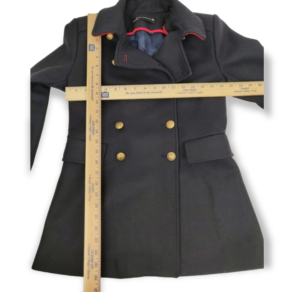 ZARA MILITARY STYLE BLUE WOOL BLEND CLASSIC SHORT COAT JACKET SIZE M - Picture 13 of 13
